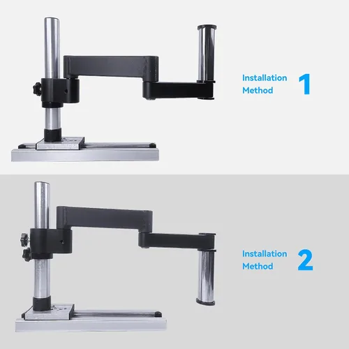 Vista 2 de Soporte articulado para microscopio, riel deslizante de brazo giratorio, base de riel resistente para banco de trabajo de escritorio, cámara