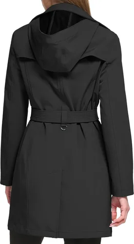 Vista 3 de Calvin Klein Women's Double Breasted Belted Rain Jacket with Removable Hood