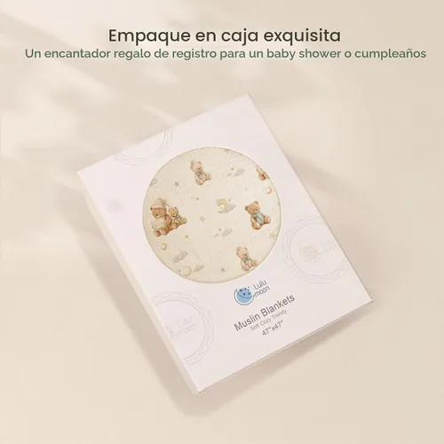 Vista 3 de lulumoon Manta de muselina para bebé: Manta de algodón para niños pequeños Oso