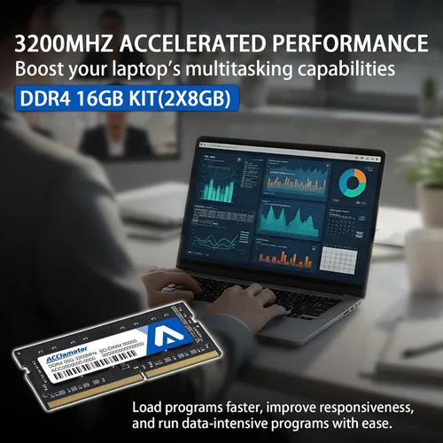Vista 3 de Acclamator DDR4 RAM 16GB Kit (2x8GB) 3200MHz PC4-25600 CL22 1.2V Unbuffered Non-ECC SODIMM 260-Pin Laptop PC Computadora Módulo de memoria RAM