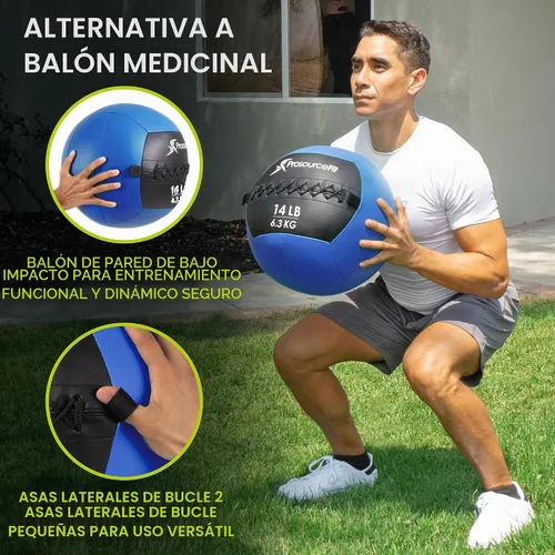 Vista 5 de ProSource Soft Medicine Balls for Crossfit Wall Ball and Full Body Dynamic Exercises, Color-Coded Weights: 6, 8, 10, 14, 20, 25 lb.