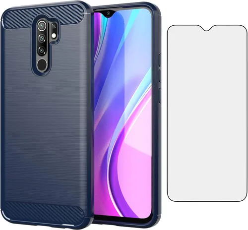 Vista 9 de Asuwish Funda compatible con Xiaomi Redmi 9 y protector de pantalla de vidrio templado, accesorios de celda, fundas protectoras delgadas de silicona