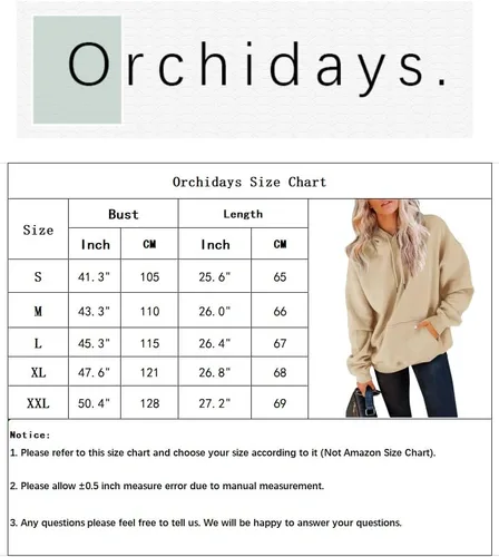 Vista 5 de Orchidays Sudaderas casuales con bolsillo para mujer, manga larga, con cordón