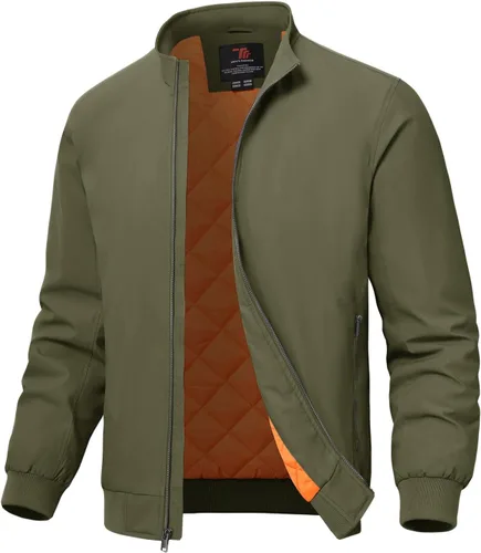 Vista 14 de TBMPOY Men's Winter Lightweight Bomber Jackets Water Resistant Fall Casual Windbreakers Quilted Full Zip Windproof Work Coats