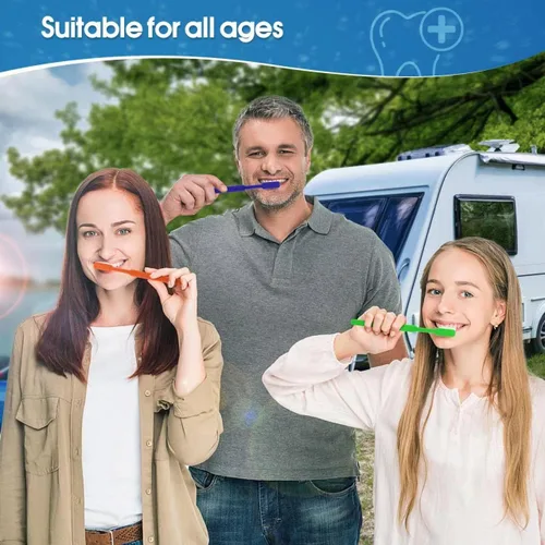 Vista 6 de B Rush Cepillo de dientes desechable prepegado, sin necesidad de agua, pasta de dientes integrada, cerdas medianas suaves para viajar/Airbnb
