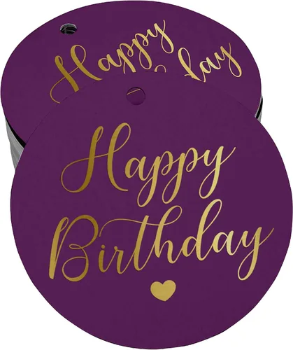 Vista 53 de Etiqueta de papel para colgar con texto en inglés «Happy Birthday» (50 unidades)
