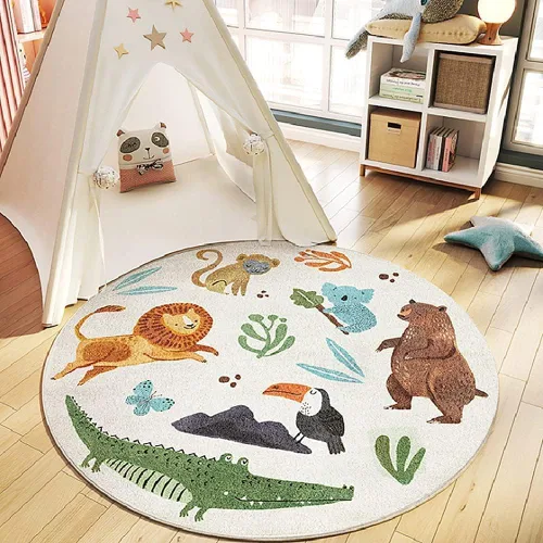 Vista 7 de LIULA Alfombra redonda para sala de juegos para niños, alfombra suave del alfabeto para dormitorio, colección de juegos, alfombra de aprendizaje