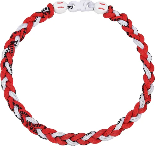 Vista 13 de Collar de béisbol de 18 pulgadas, regalos de goteo de béisbol, collares deportivos de tres trenzas, collares de titanio Tornado de cuerda deportiva