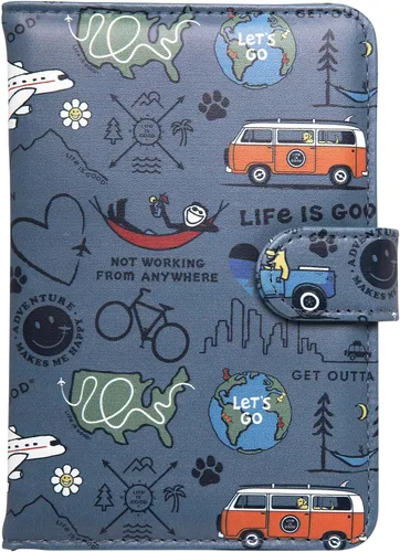 Vista 9 de Life is Good Travel Passport Cover - Anti-Theft Passport Holder Wallet with Interior Card Slots with Magnetic Snap Closure, Gone Fishing