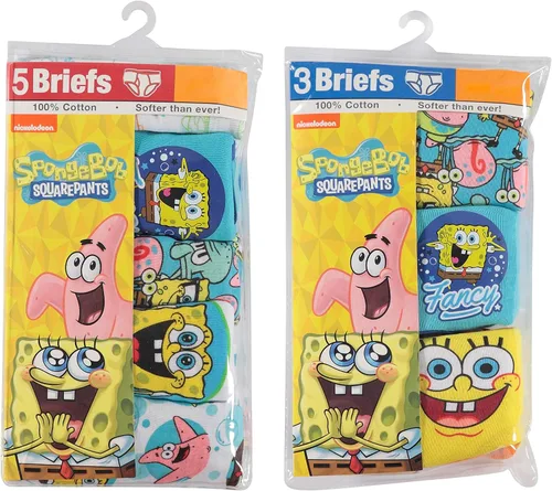 Vista 3 de SpongeBob SquarePants Boys' Tienda Exclusive Underwear Multipacks with Patrick, Squidward and More in Sizes 4, 6, 8, 10 & 12