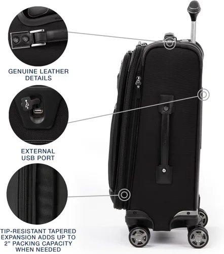 Vista 4 de Travelpro Platinum Elite-Softside - Maletas expansible con ruedas giratorias, Negro shadow), 409186101