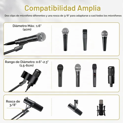 Vista 2 de TONOR Soporte para micrófono con soporte para tableta, brazo de trípode para piso, altura y ángulo ajustables, soporte resistente con bolsa