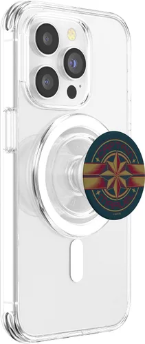 Vista 3 de Marvel Capitán Marvel Movie Retro Rojo Amarillo Logo PopSockets MagSafe PopGrip para iPhone