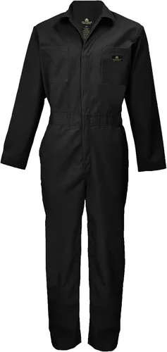 Vista 13 de Natural Uniforms Overol de sarga de manga larga con cremallera para hombre, resistente a las manchas y a las arrugas