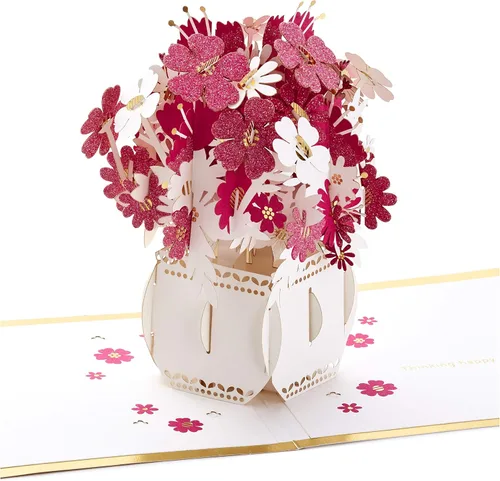 Vista 5 de Hallmark Tarjeta desplegable Signature Paper Wonder, Thankful for You & Signature Paper Wonder, ramo de pensamientos felices