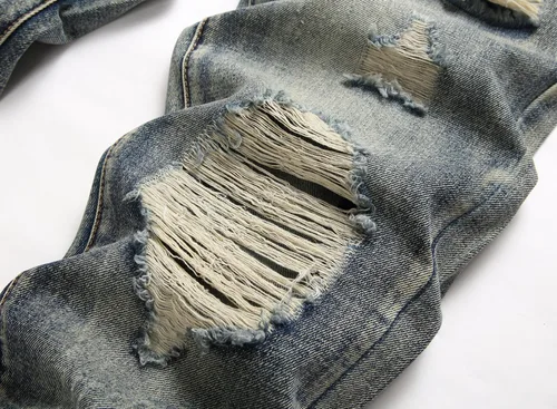 Vista 4 de OIIIO Pantalón vaquero de pierna recta rasgados para hombre