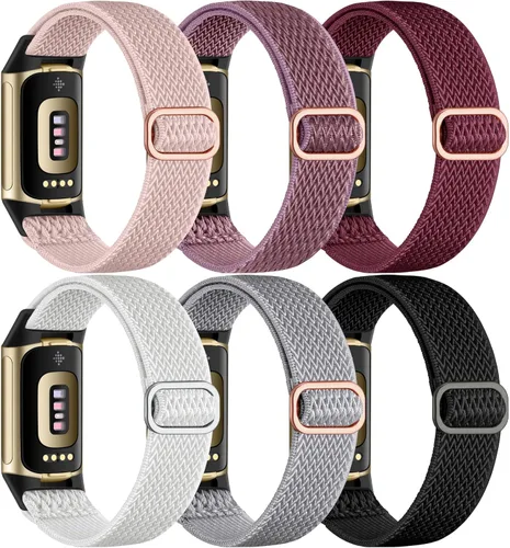 Vista 11 de Maledan Compatible con Fitbit Charge 5 bandas/Fitbit Charge 6 bandas hombres mujeres, correa de repuesto de nailon elástico suave ajustable