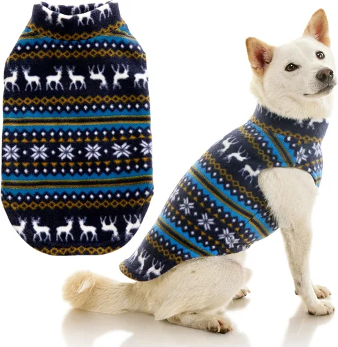 Vista 32 de Gooby - Chaleco de Vellón Elástico, Chaleco de Vellón Tipo Pullover Chaqueta Suéter para Perros, Azul Argyle, Extra Pequeño