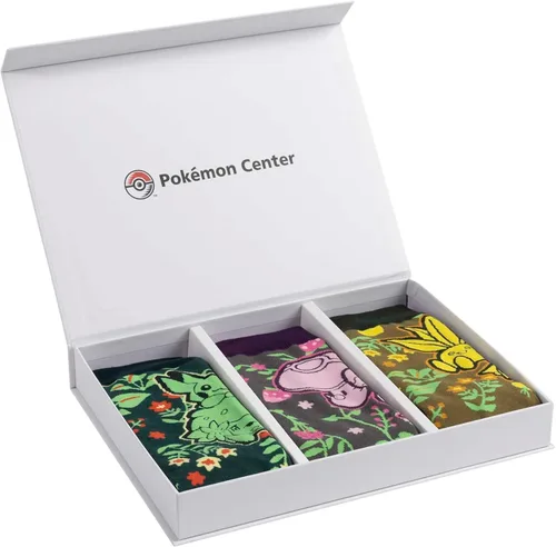 Vista 2 de Pokémon Center caja de regalo de calcetines Pokémon Garden Friends (3 pares) talla única para adultos), Multi colorido