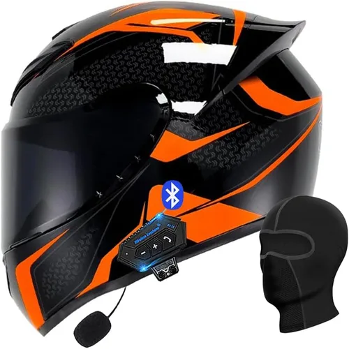 Vista 10 de Casco de motocicleta con Bluetooth, casco con Bluetooth integrado, casco integral plegable con Bluetooth, aprobado por DOT/ECE, con múltiples