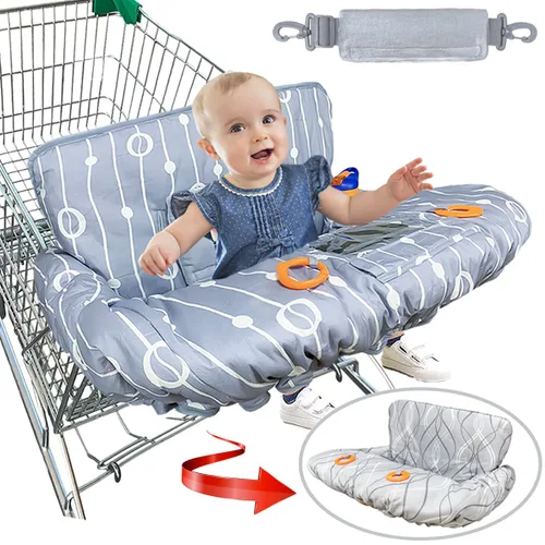 Vista 18 de Funda para carrito de compras para bebés y niños pequeños, funda impermeable para carrito de comestibles y silla alta, funda acolchada suave