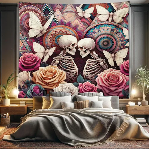Vista 140 de Ambesonne Tapiz Trippy, vista panorámica de la cascada con bosques de ensueño y mandala oriental psicodélico, decoración de tela para colgar