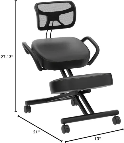 Vista 3 de DRAGONN by VIVO DN-CH-K02B - Silla ergonómica arrodillada con soporte para el respaldo, taburete ajustable para el hogar y la oficina con asiento