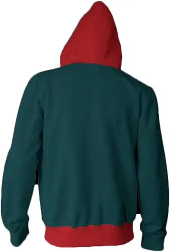 Vista 2 de enjoyfashion Super Hero Miles Morales - Sudadera con capucha con cremallera chaqueta y disfraz de Halloween unisex forro polar verde con licencia