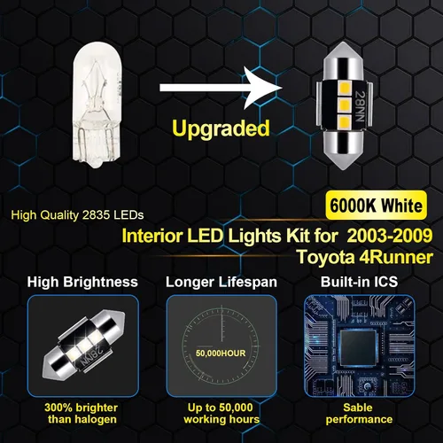 Vista 4 de EASY EAGLE Luces LED para interiores de automóvil para Toyota-4Runner-2003-2009: kit de 18 bombillas LED blancas, superbrillantes de 6000 K +