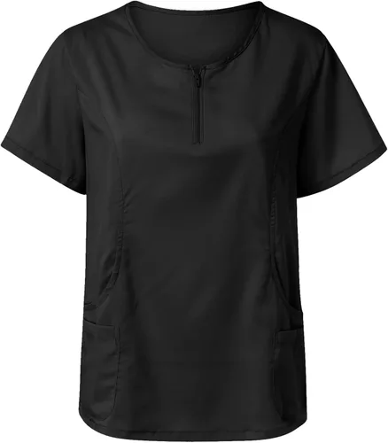 Vista 6 de Conjunto de uniforme médico para mujer, elástico en 4 direcciones, bolsillos ligeros, cuello en V, conjunto de ropa quirúrgica con cordón elástico