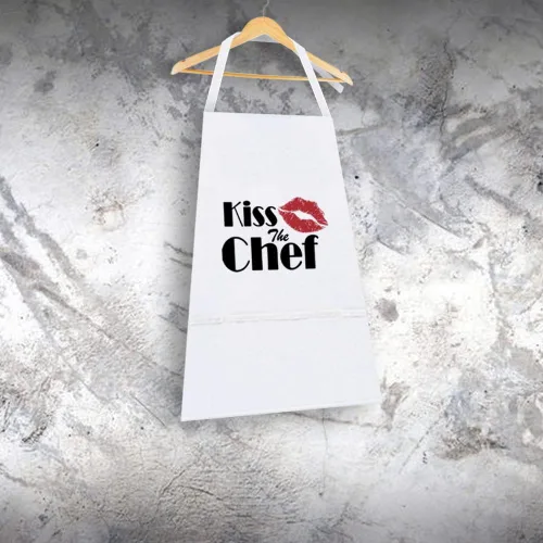 Vista 6 de Kiss The Chef - Delantal para adulto, Blanco