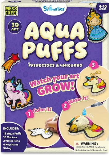 Vista 12 de Skillmatics Aqua Puffs - Kit de arte 3D, animales, pintura sin desorden por números, manualidades para niños, actividades de color de bricolaje