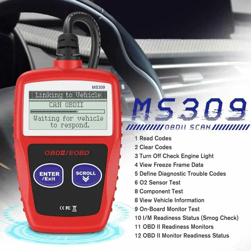 Vista 2 de Escáner CAN OBD2 MS309 Escáner automotriz Herramienta de diagnóstico del motor EOBD Lector de código de motor de verificación de automóvil