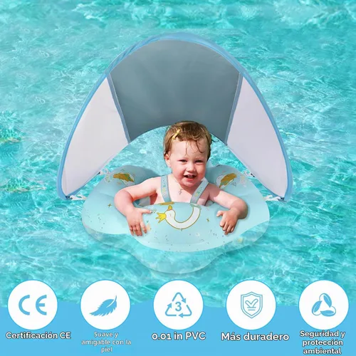 Vista 2 de WYRIAZA Baby Pool Float with Canopy, Baby Float for Pool Swimming, Infant Pool Floats with UPF50+ Sun Protection, Infant Floaties with Safety Seat