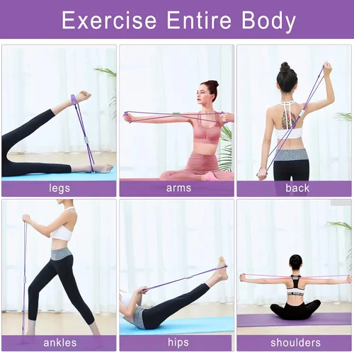 Vista 3 de FYY Figura 8 bandas de resistencia, banda de resistencia de yoga, banda elástica de fitness, cuerda de tracción, bandas elásticas de brazo y hombro