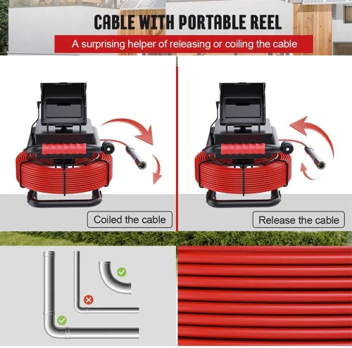 Vista 5 de Cámara de alcantarillado de 165 pies/164.0 ft, cámara de inspección de tuberías con 16G DVR IP68 boroscopio impermeable con luces LED, endoscopio