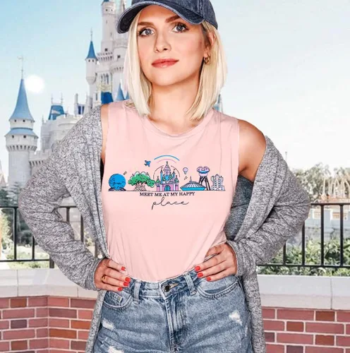 Vista 2 de FASHGL Magic Kingdom - Camiseta sin mangas para mujer, con texto en inglés "May The Magic Be with You", camiseta sin mangas con gráficos
