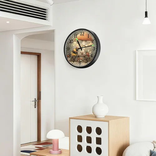 Vista 6 de Luminous Voice-Activated Clock Non-Ticking Silent Battery Operated Small Analog Clock Retro Bees 12 Inch for Office, Home, Bathroom, Kitchen