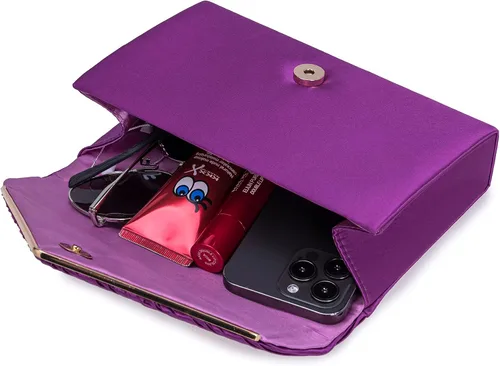 Vista 6 de Bolso de noche elegante para mujer, bolso de mano de satén plisado para bodas, bailes, eventos formales