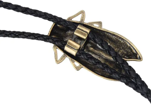 Vista 147 de Jeilwiy Corbata de bolo para hombre, corbata de vaquero occidental, collar de corbata de bolo dorado, corbata de cuero, corbata de Halloween