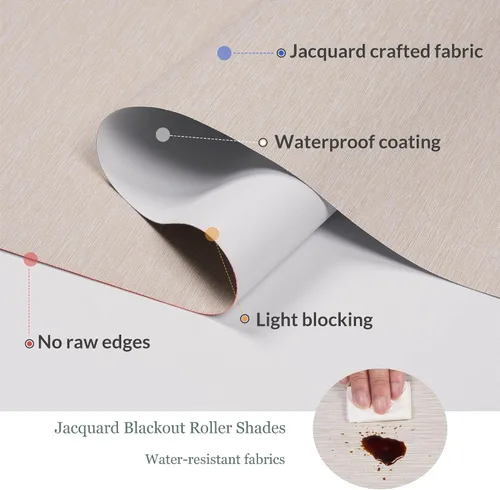 Vista 3 de Boolegon Persianas opacas de ventanas, sin cordones con casete de cenefa, persianas enrollables personalizadas de jacquard con protección UV