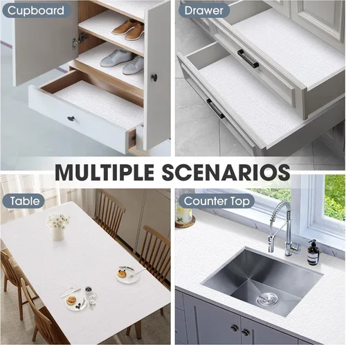 Vista 9 de Forro para Cajones y Estantes, Revestimientos para Gabinetes de Cocina Antideslizantes, no Adhesivos, Gruesos, de Agarre Fuerte, Impermeables