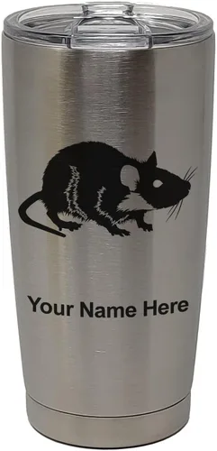 Vista 33 de LaserGram Vaso aislado al vacío de 20 onzas, rata, grabado personalizado incluido (negro)