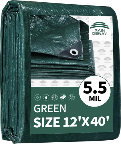Vista 15 de RAINDEWAY Tarps - Lona impermeable de color azul de 4 x 16 pies de grosor, resistente a desgarros, multiusos, para techo, campamento, automóvil
