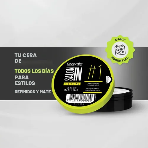 Vista 6 de Salon In de Recamier Cera clásica mate para el cabello, producto de peinado 2.47 oz / 70 g