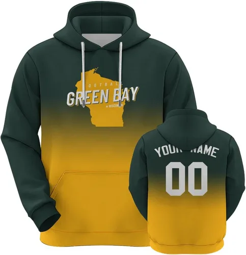 Vista 12 de Custom Football City Map Gradient Hoodies-Personalized Name Number Hooded Sweatshirts Football Fans Gifts for Men,Women,Youth