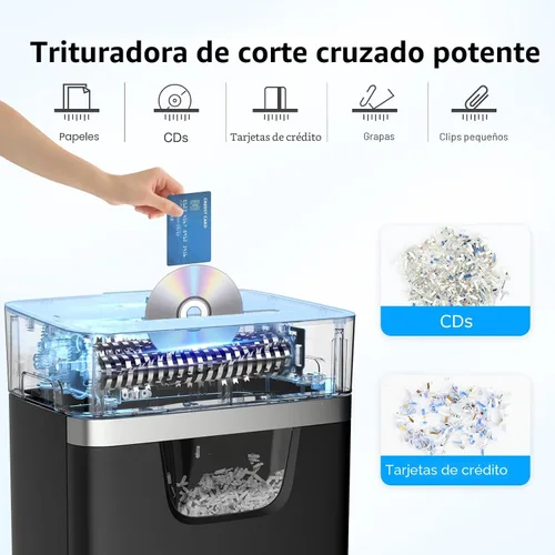Vista 3 de BONSEN Trituradora de papel resistente de corte cruzado de 14 hojas