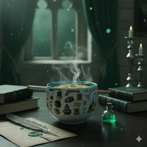 Vista 2 de Silver Buffalo Harry Potter Icons, cuenco de ramen con palillos, 20 onzas Harry Potter Hogwarts Iconos