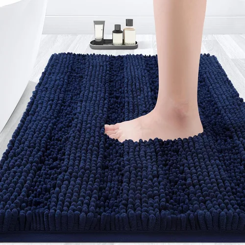 Vista 84 de ACCUMTEK - Juego de alfombras de baño a rayas beige de 3 piezas, ultrasuaves, antideslizantes de chenilla, alfombras de baño mullidas y absorbentes