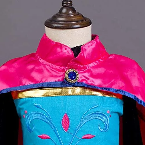 Vista 6 de Eledobby Frozen Anna Dress for Girls Anna Coronation Costume Halloween Birthday Party Princess Outfits with Cape Accessories